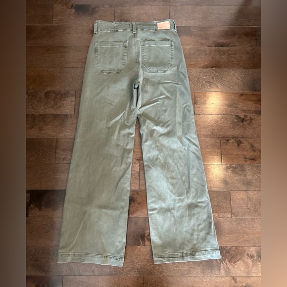PAIGE Womens Brooklyn High Rise Wide Leg Doubl Ebutton Vintage Ivy Green size 27 - Picture 3 of 8